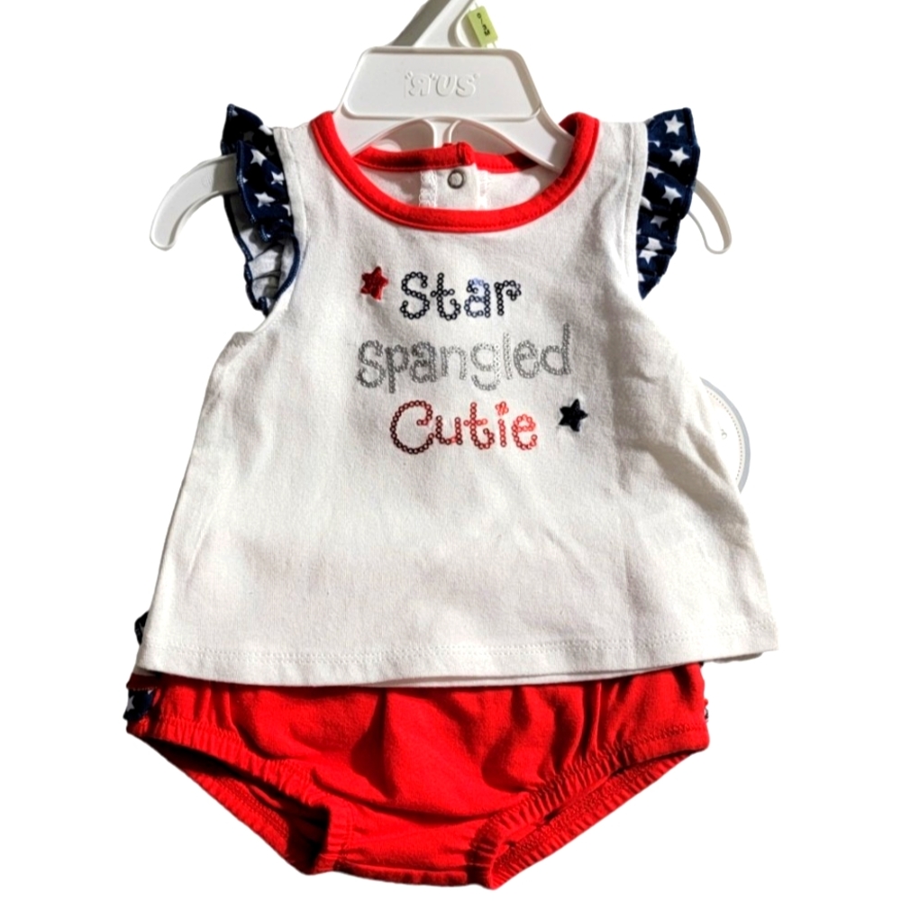 2pcs Baby Girl Patriotic Outfit